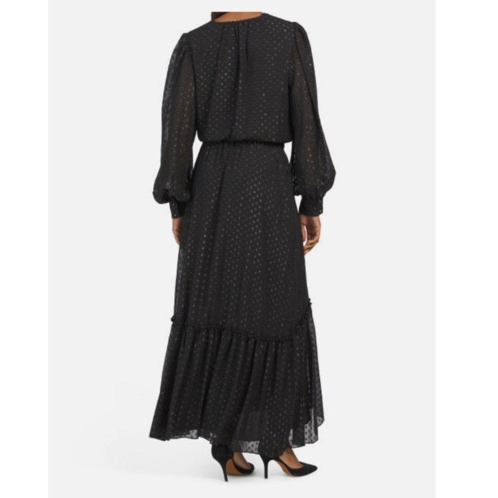 Ramy Brook Rora Clip Dot Metallic Black Maxi Dress - Picture 2 of 16